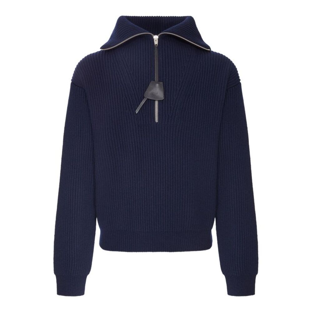 Celine Men Wool And Cashmere Blend Zip-Up Sweater